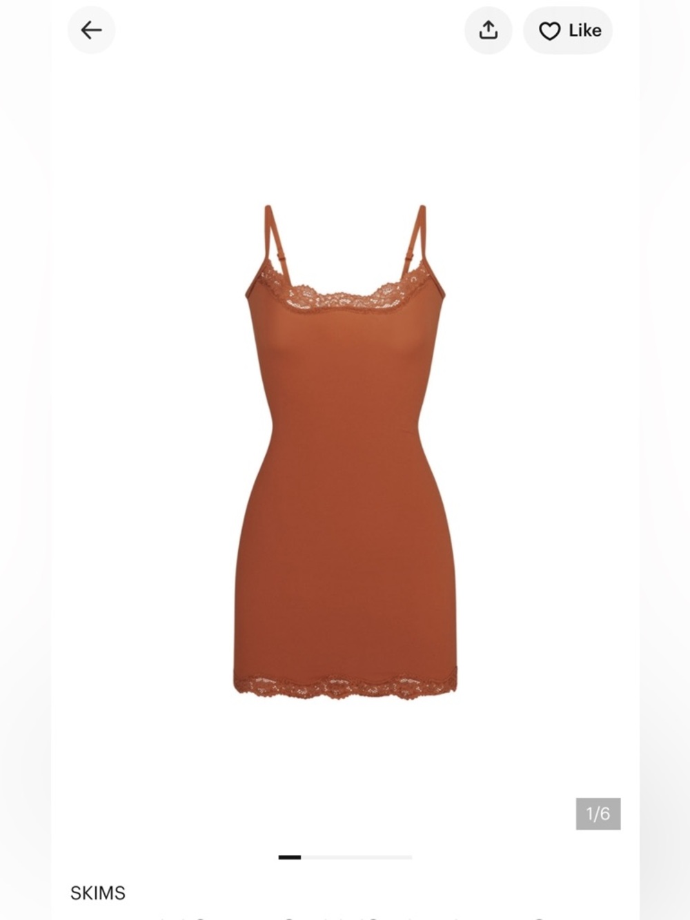 Skims Fit Everybody Lace Trim Slip Dress NWOT Rust/ Bronze color small s